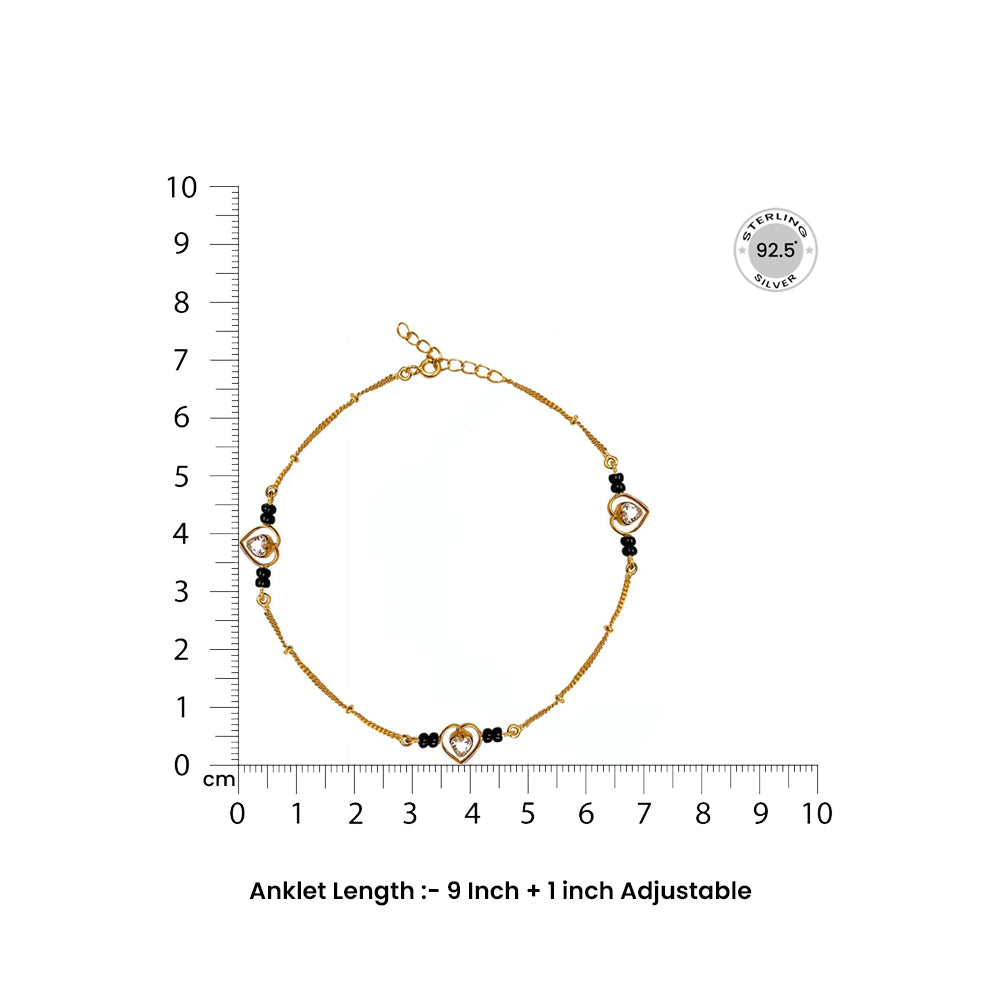 92. 5 Silver Mangalsutra Heart-shaped anklet