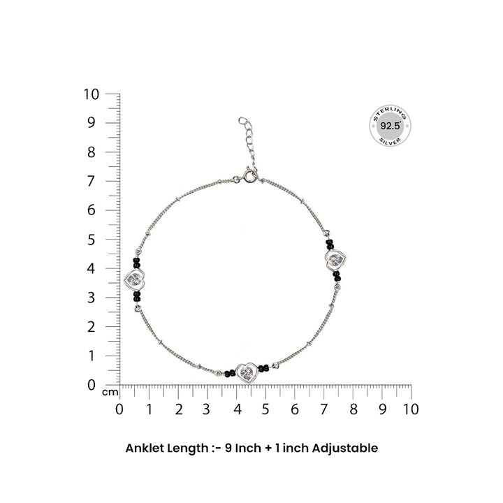 92. 5 Silver Mangalsutra Heart-shaped anklet