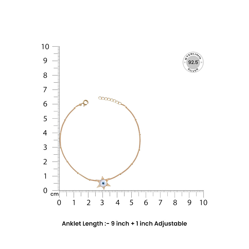 Silver Evil Eye Star Anklet