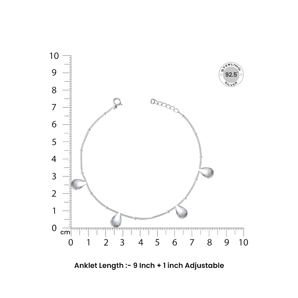 Single Drop Motif Anklet In Silver 92.5