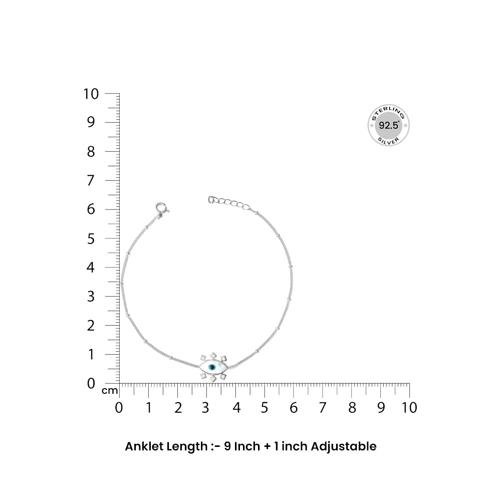 Single Evil Eye Silver Anklet