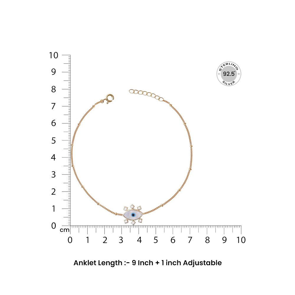 Single Evil Eye Silver Anklet