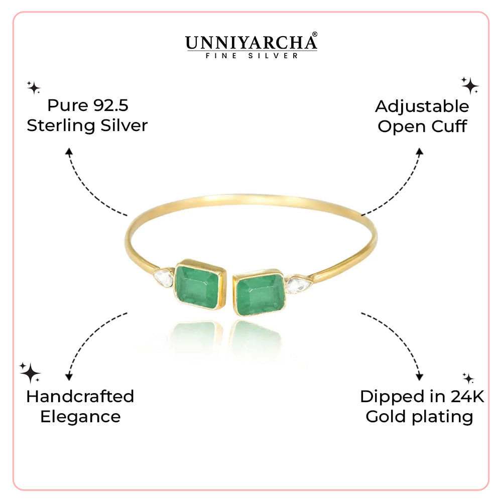 Silver Square green Cuff