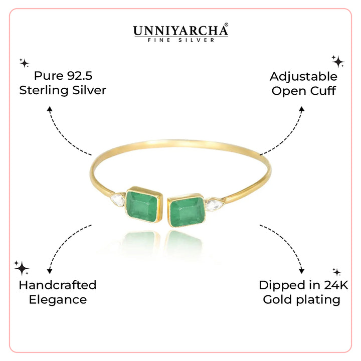 Silver Square green Cuff