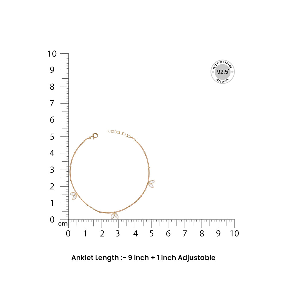 Two Petals Motif Silver 92.5 Anklet