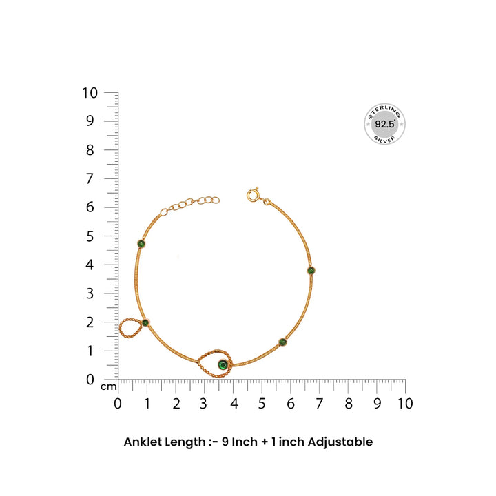 Silver 92.5 Drop Shapes Anklet