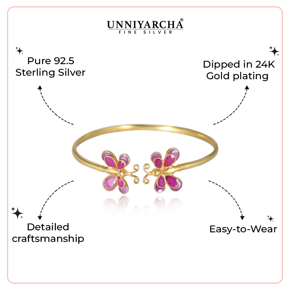 Two Butterfly Motif Silver Bangle