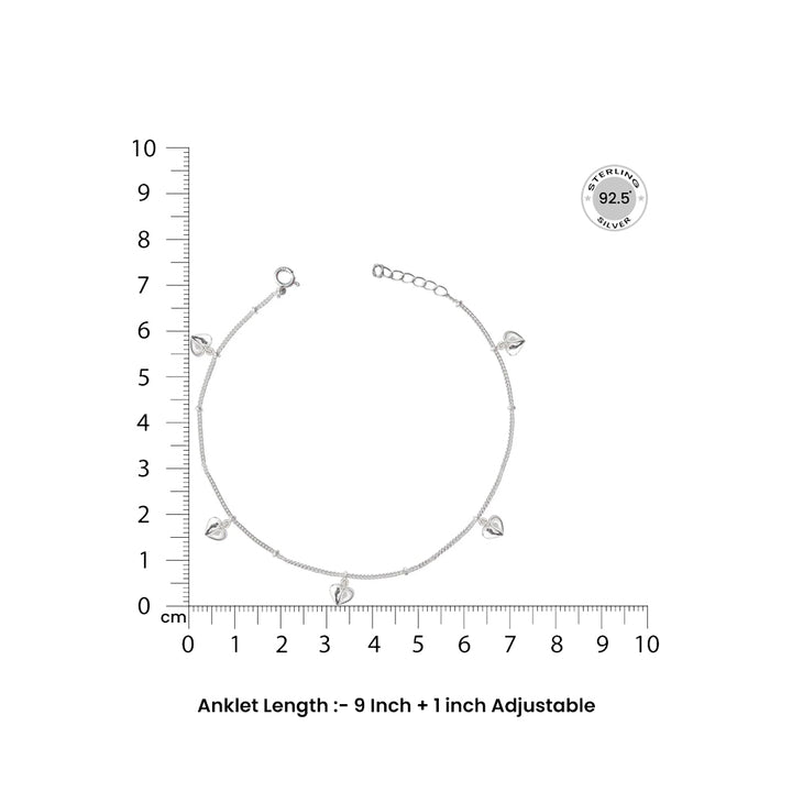 Single Little Hearts Motif Silver 92.5 ANklets