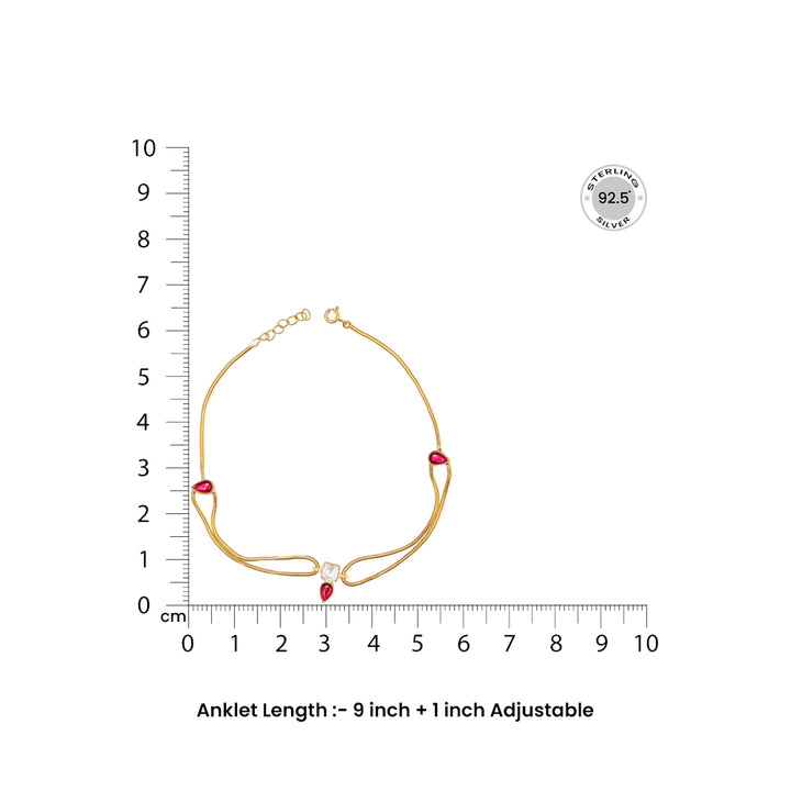 Single Silver Double Chain Kundan Anklet