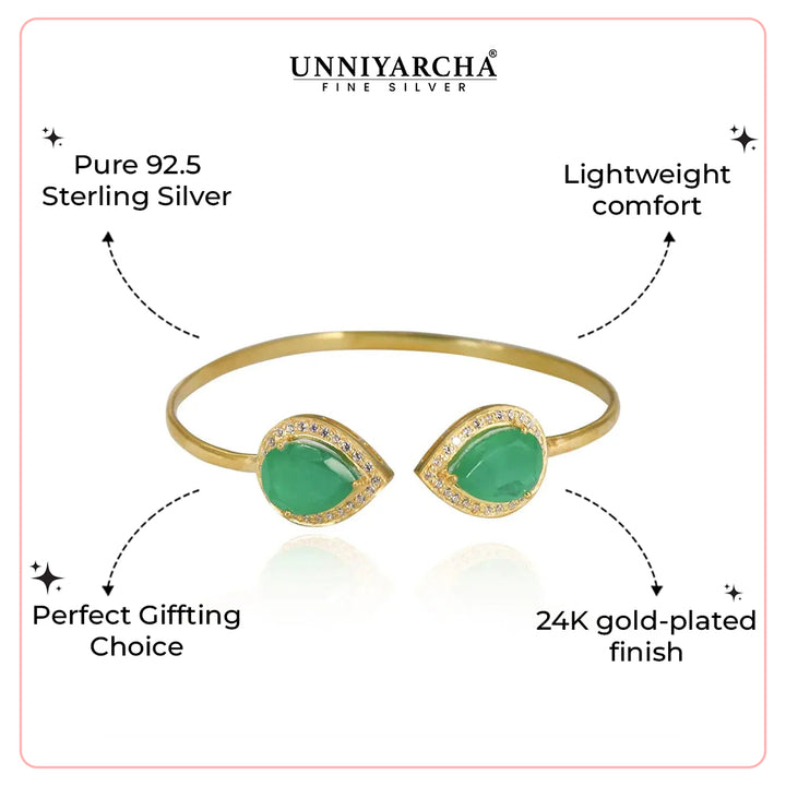 Silver Green Pear Cuff