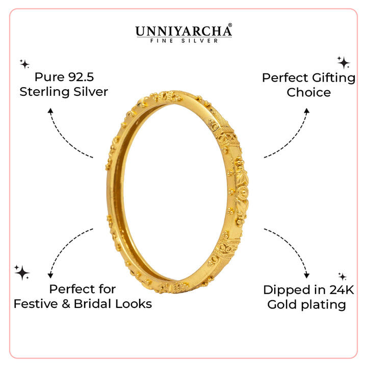 Silver Classic Gold Plated Bangle(Single)