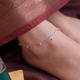 925 Pure Silver Delicate Hanging Bead & Heart Anklet