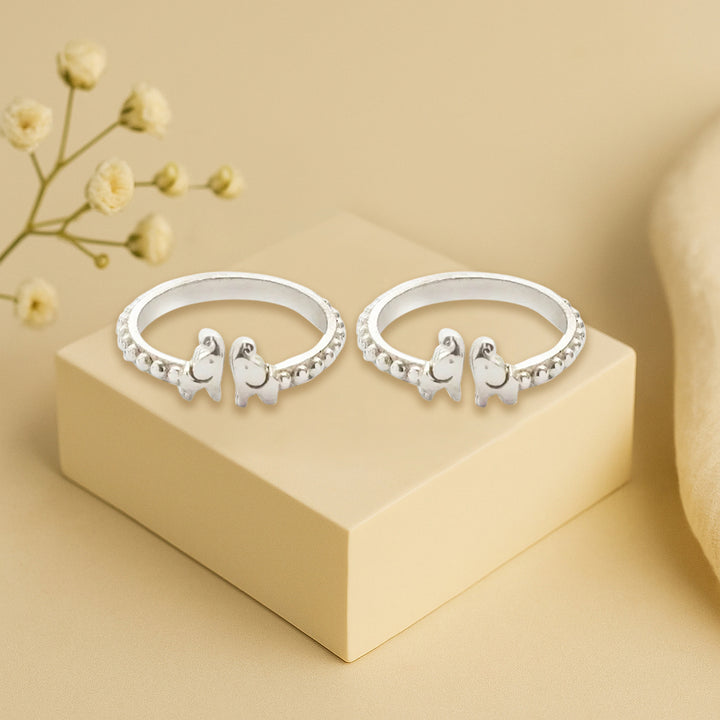 Silver 92.5 Small Elephant Toe Rings