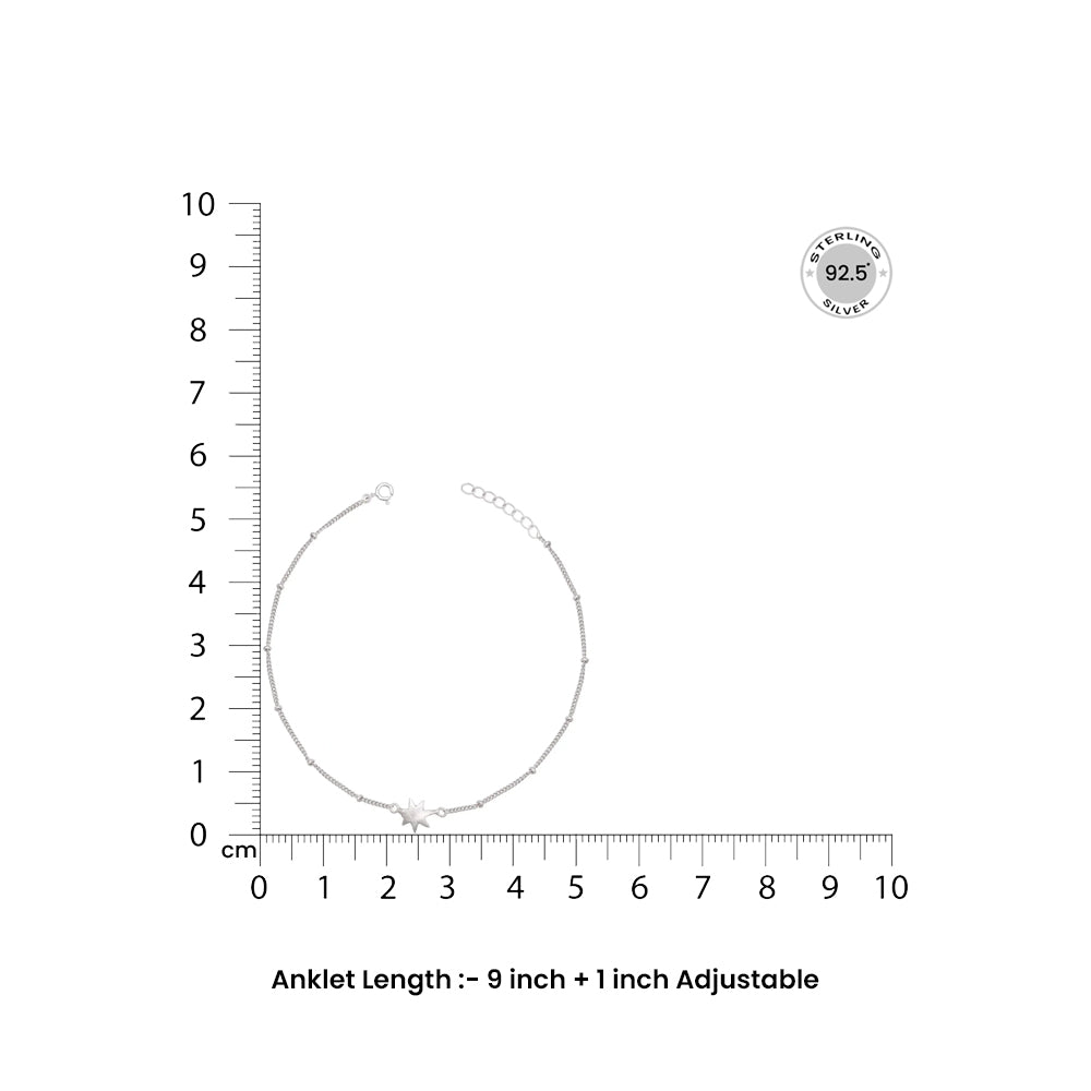 92.5 Sterling Silver Star And Moon Anklet