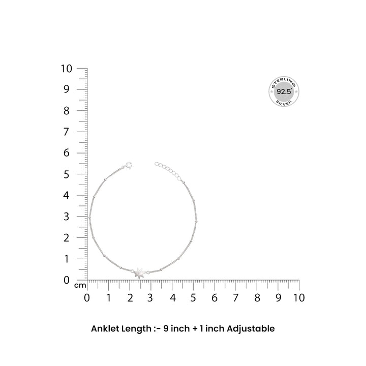 92.5 Sterling Silver Star And Moon Anklet