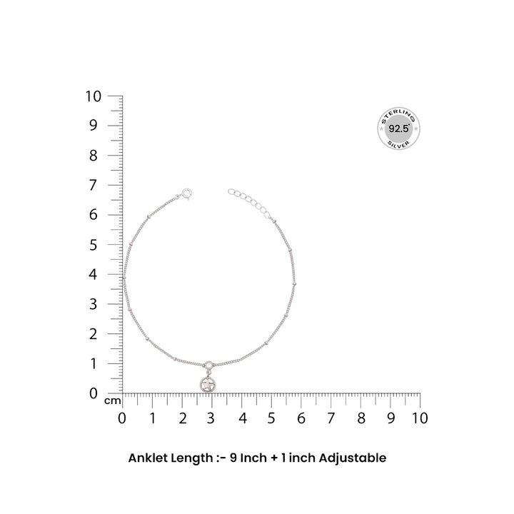 Silver Star Charm Hanging Anklet