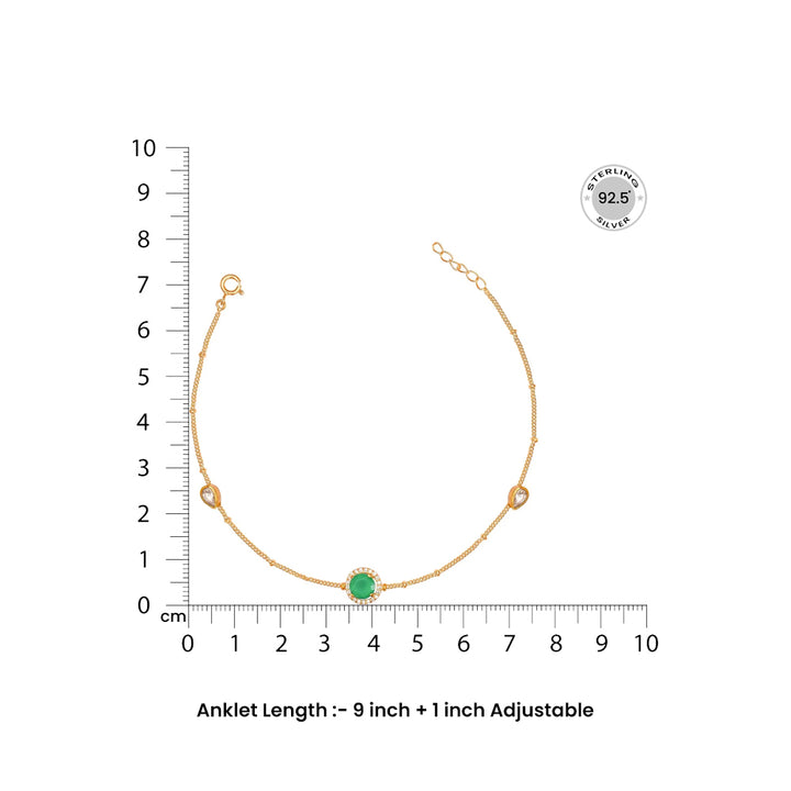 Silver green stone anklet