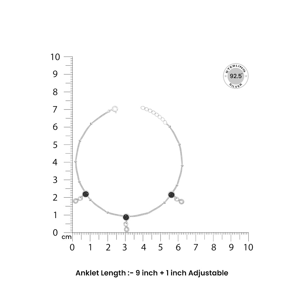 92.5 Sterling Silver Blue Zircon Anklet