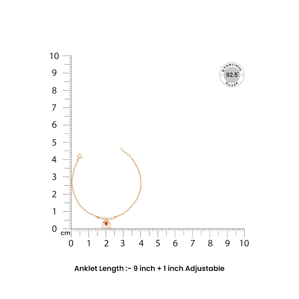 Inverted Lotus Silver Anklet