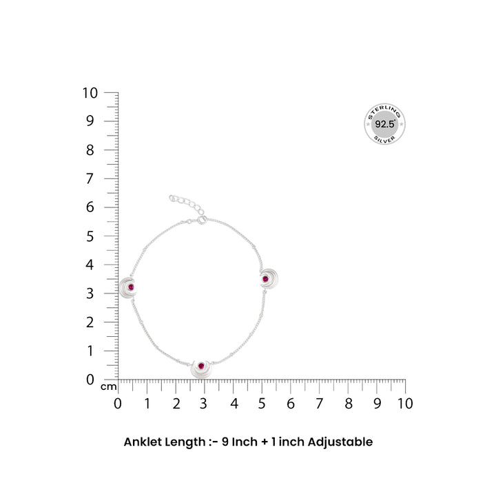 Pink stone Silver Anklet