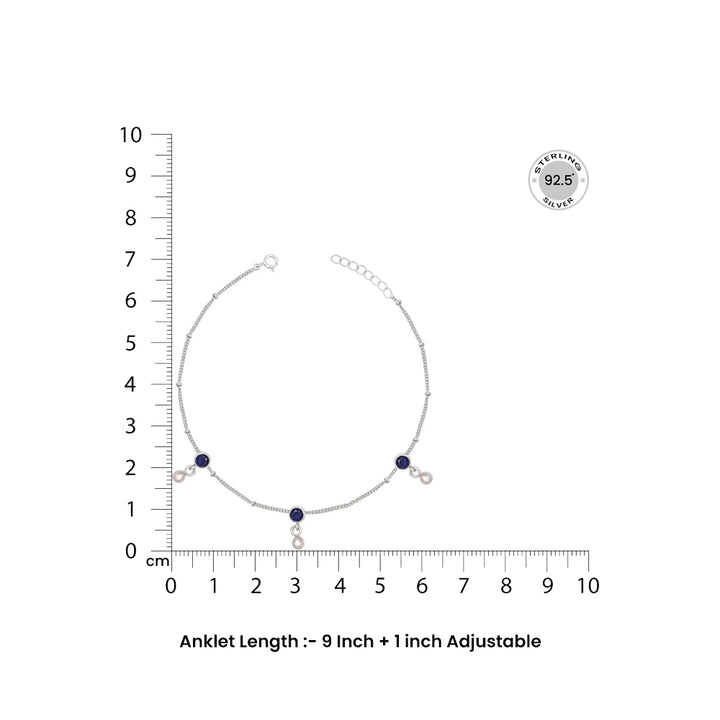 Single Blue Zircon Silver 92.5 anklet