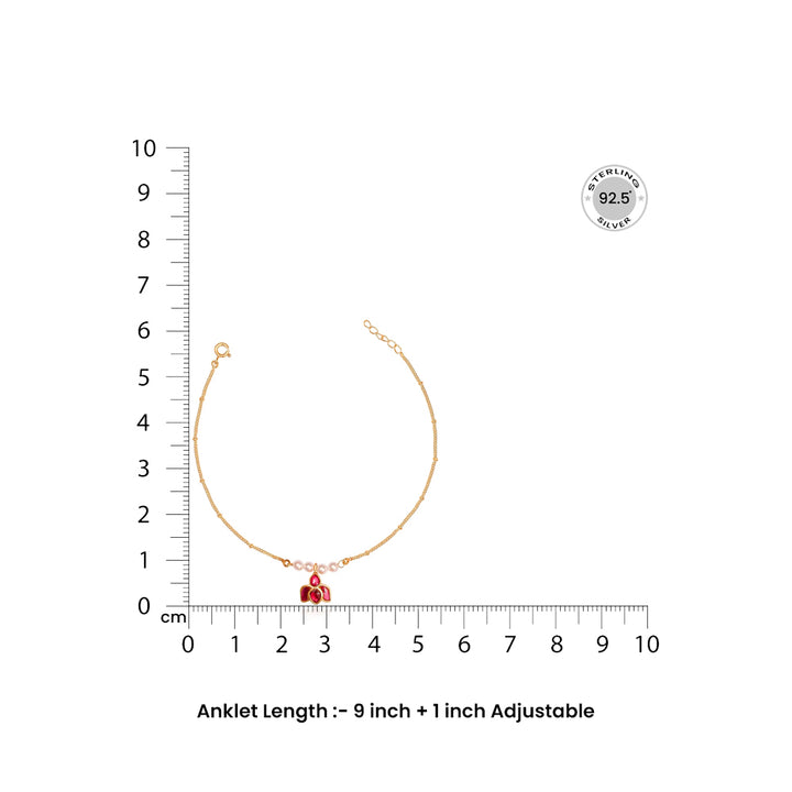 Silver lotus pearl anklet