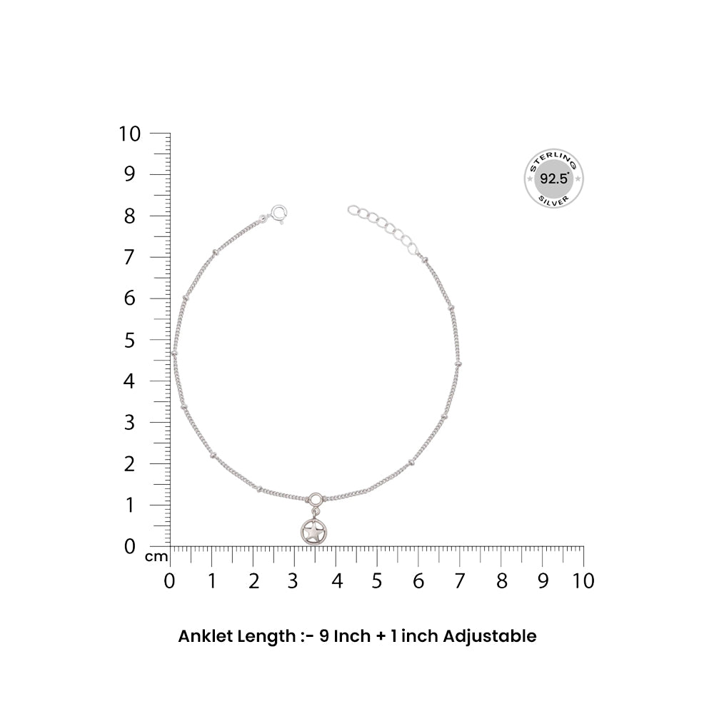 Single Silver Star Charm Hanging Anklet