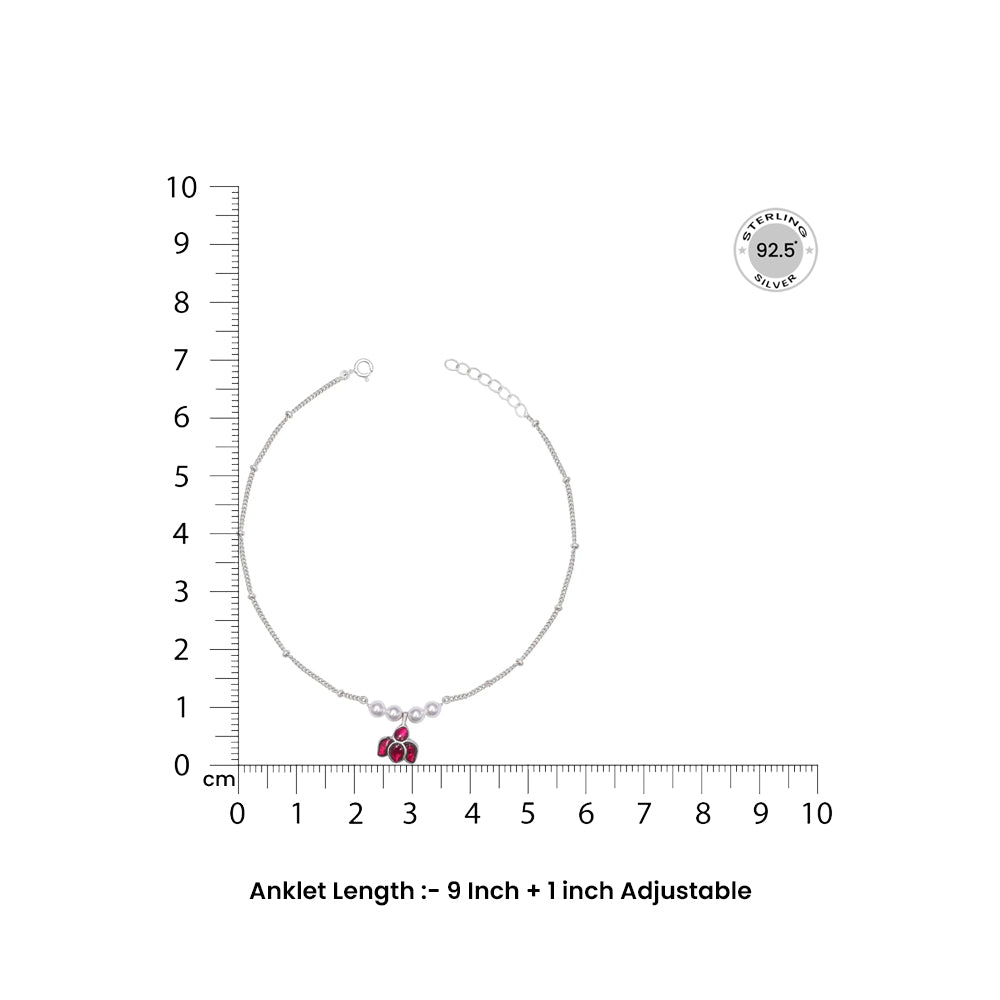 Single Silver lotus pearl anklet