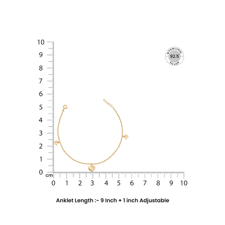 Little Hearts Motif Silver 92.5 Anklets