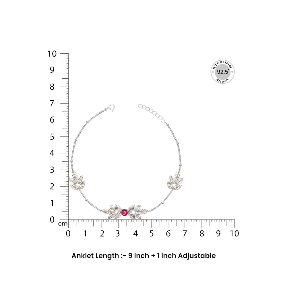 Single Autumn Leaves Silver 92.5 Anklet