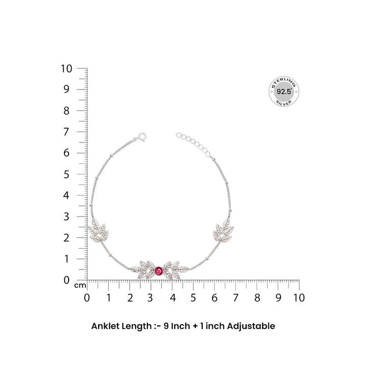 Single Autumn Leaves Silver 92.5 Anklet