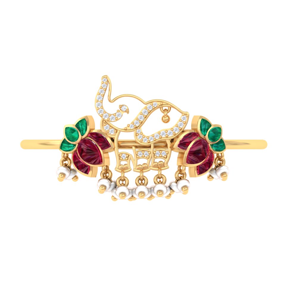 925 Pure Silver Elephant lotus Kada Bracelet