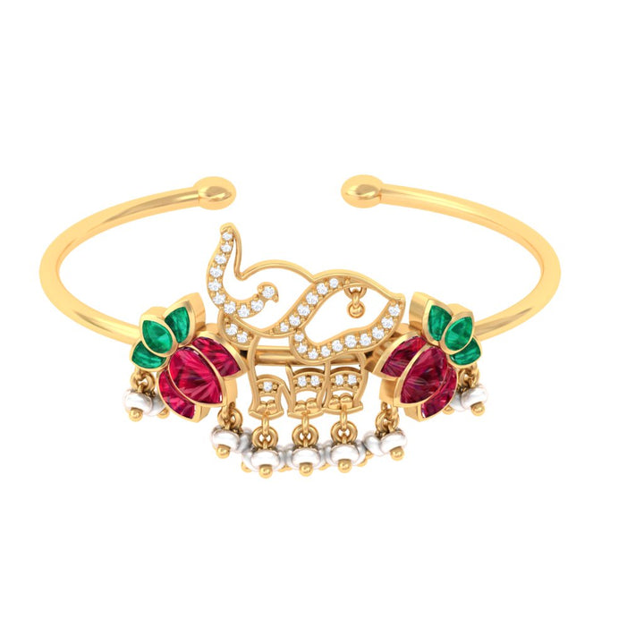 925 Pure Silver Elephant lotus Kada Bracelet