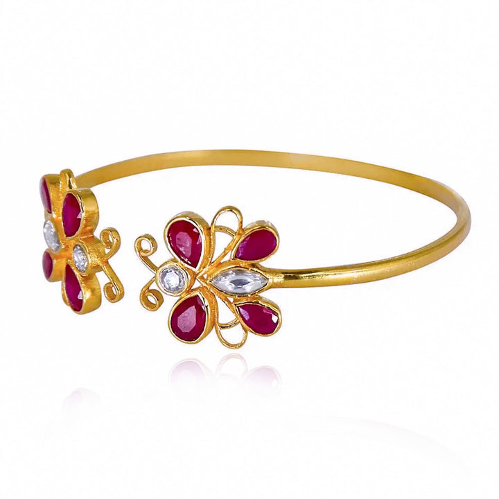 Silver Kundan Butterfly Bangle