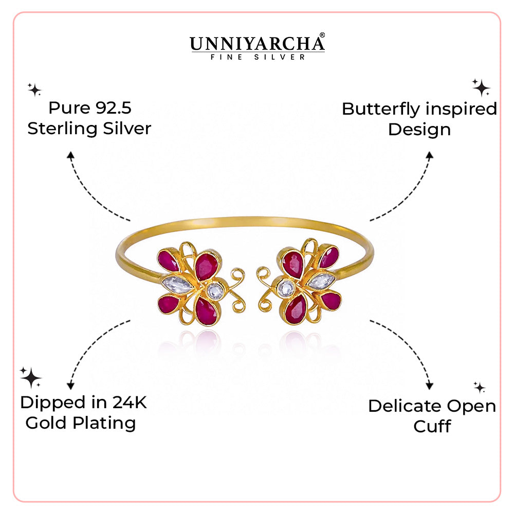 Silver Kundan Butterfly Bangle