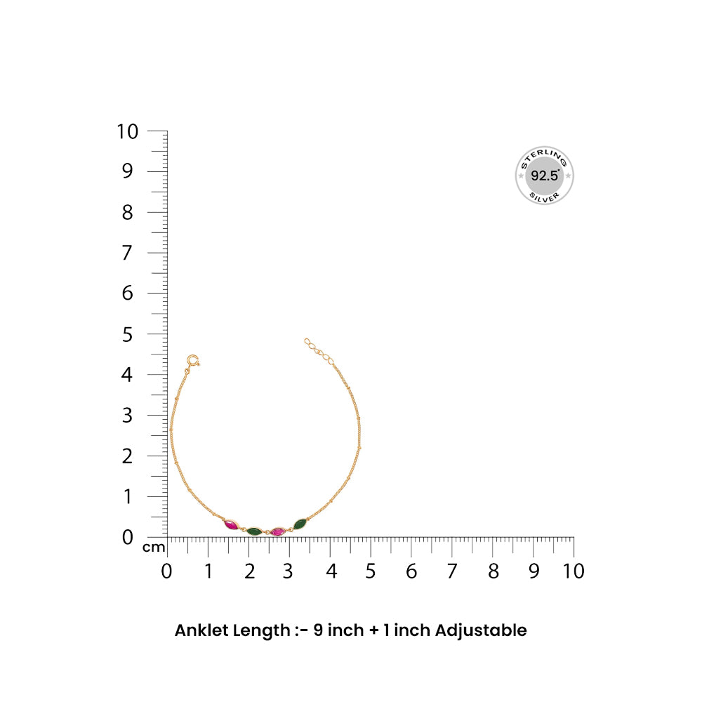 Classic SIlver Anklets With Marquise Stones