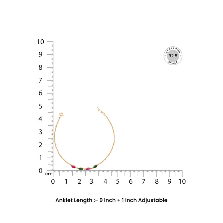 Classic SIlver Anklets With Marquise Stones