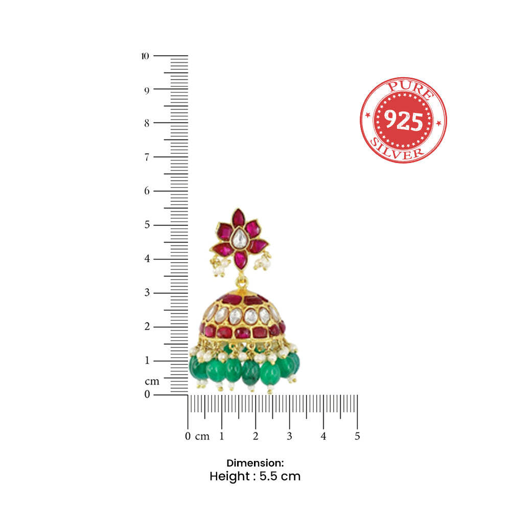 Silver Kundan Jhumka