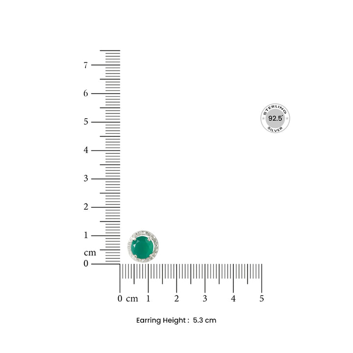 92.5 Silver Green Onyx stud Earrings