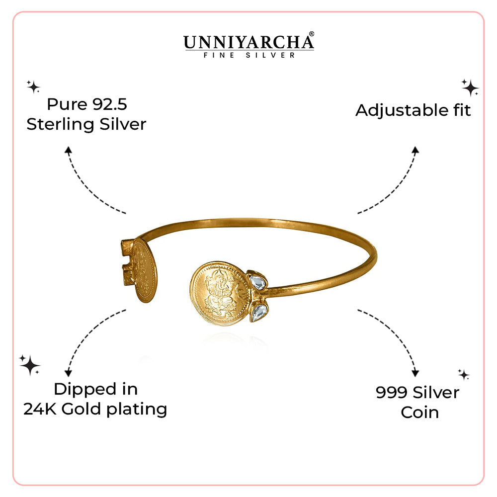 Silver Ganesh Coin Cuff