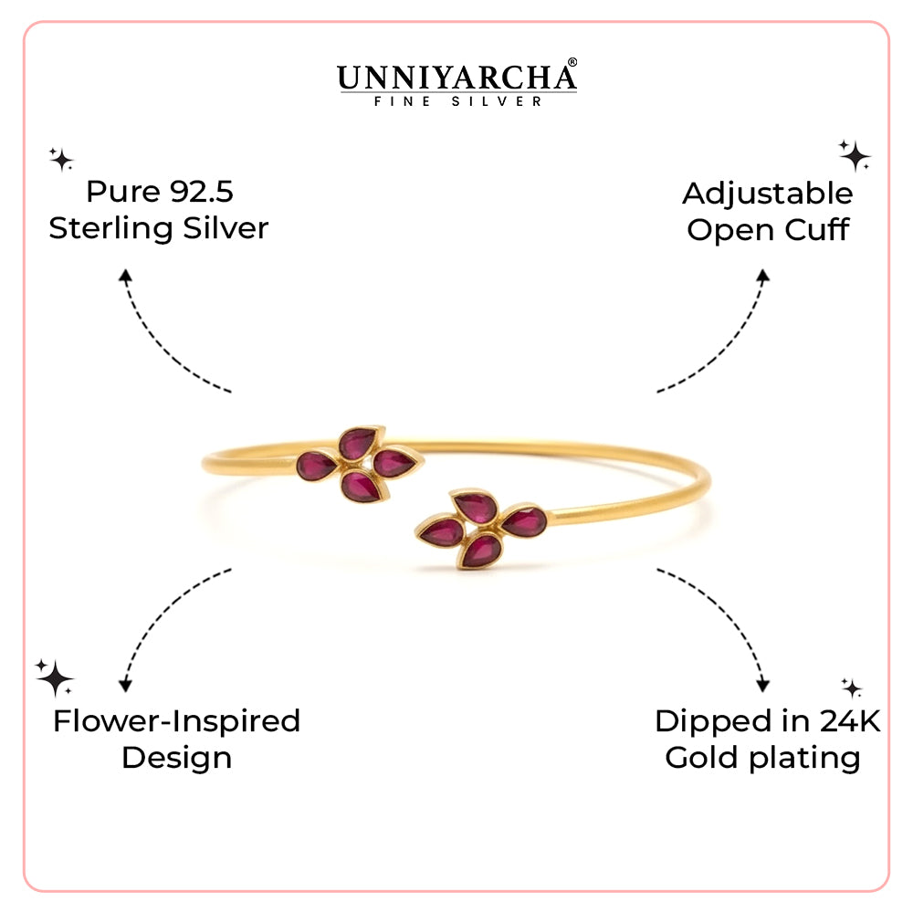 Silver Gold Plated Red Pota Bangle
