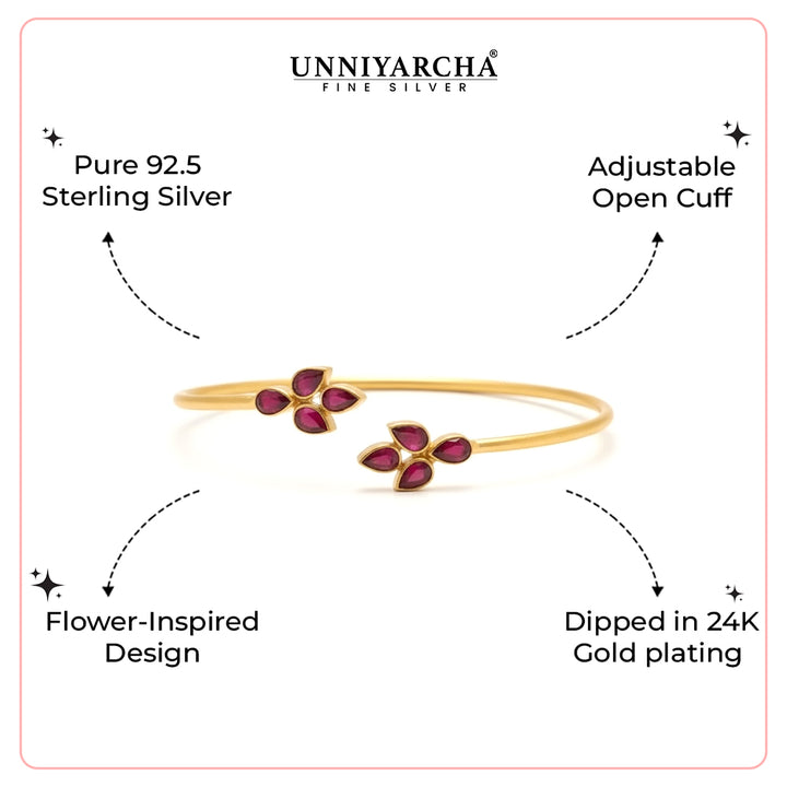 Silver Gold Plated Red Pota Bangle