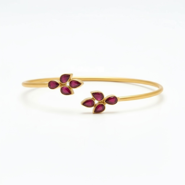 Silver Gold Plated Red Pota Bangle