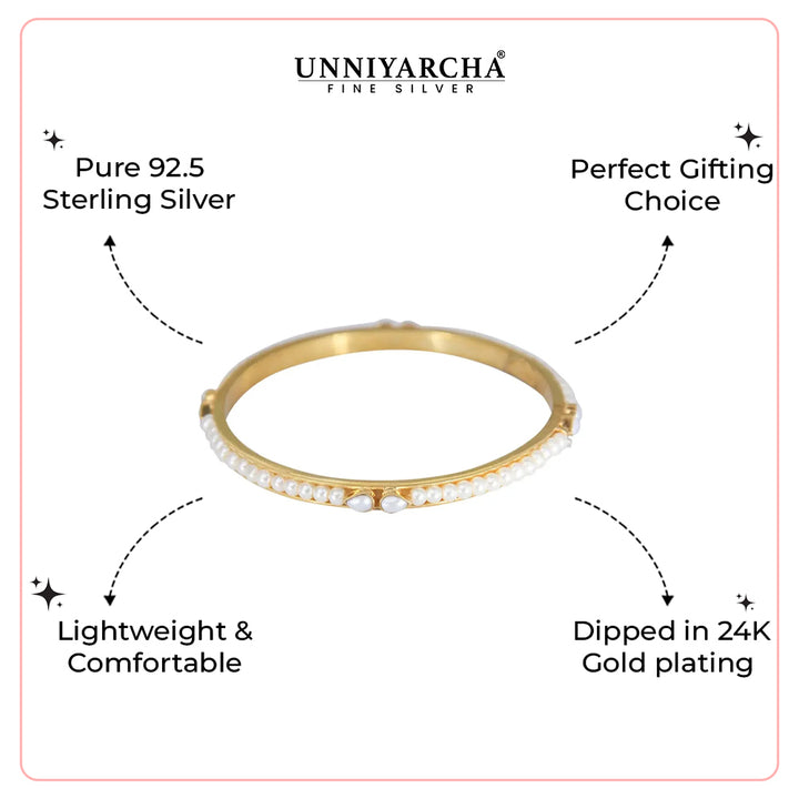 Silver Pearl Bangle(single)