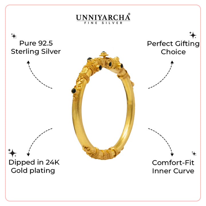 Silver Gold Plated Green Pota Bangle