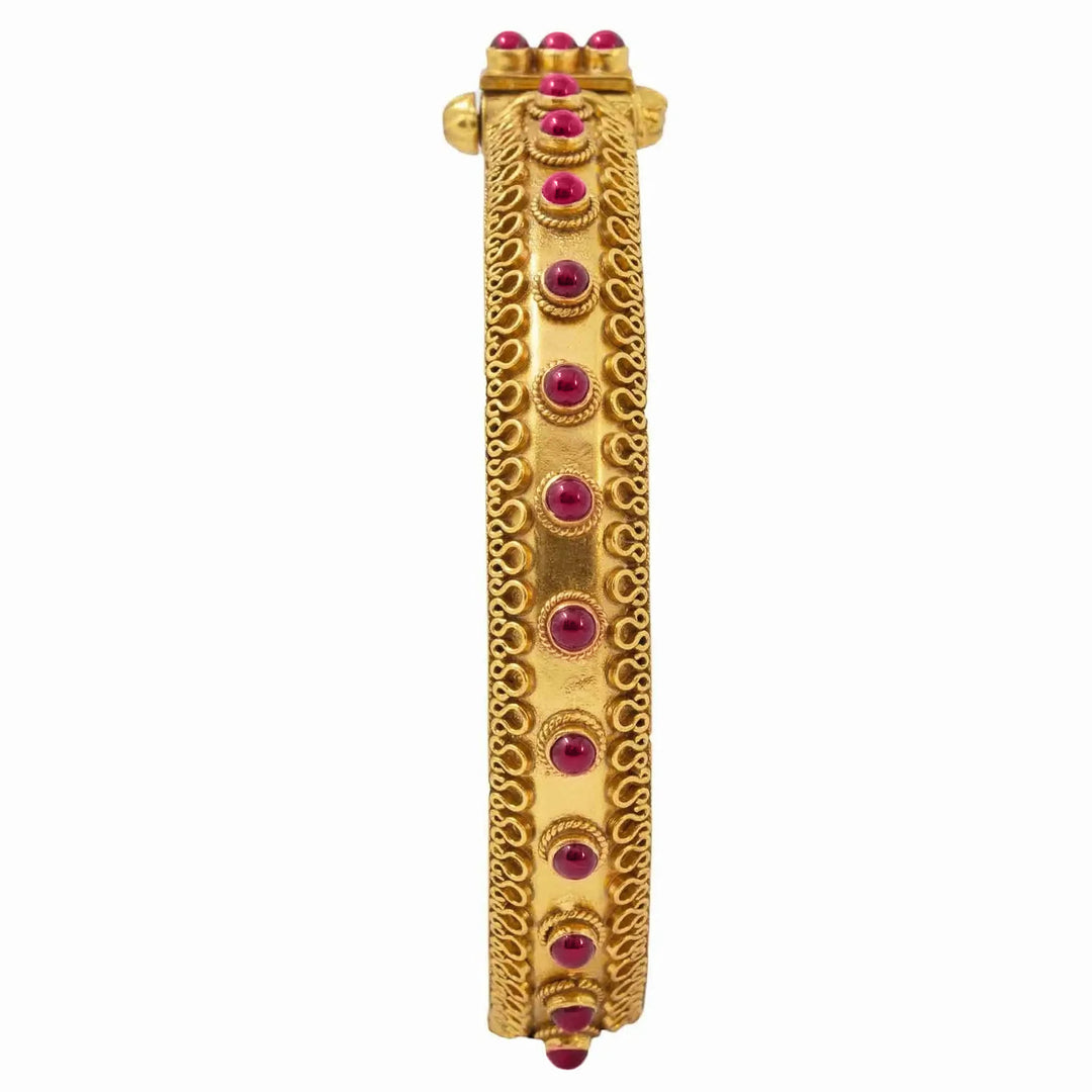 Silver gold plated red bangle