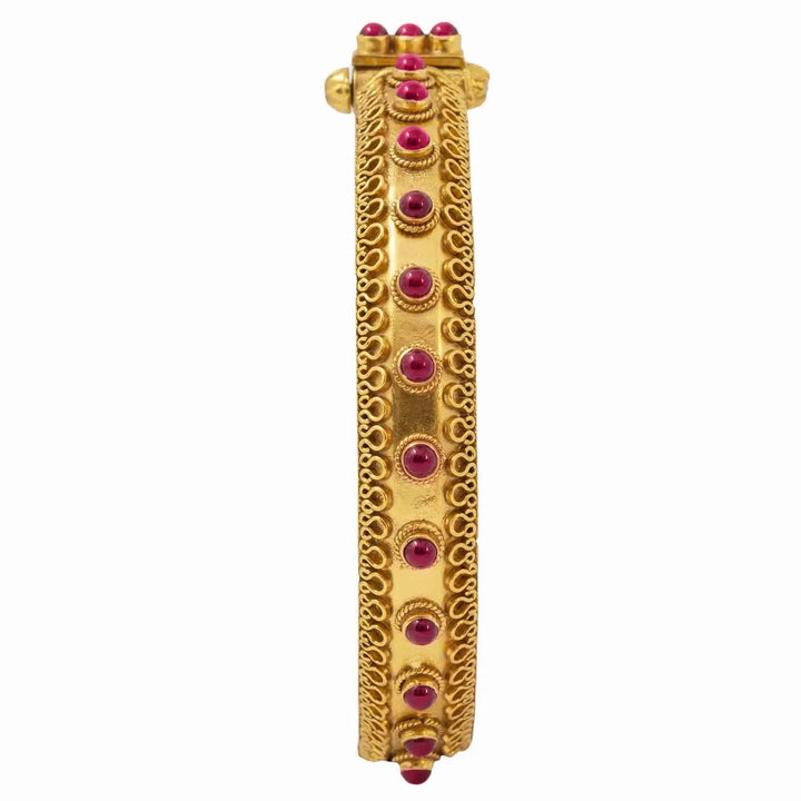Silver gold plated red bangle