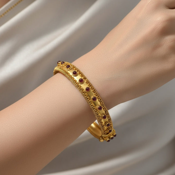 Silver gold plated red bangle