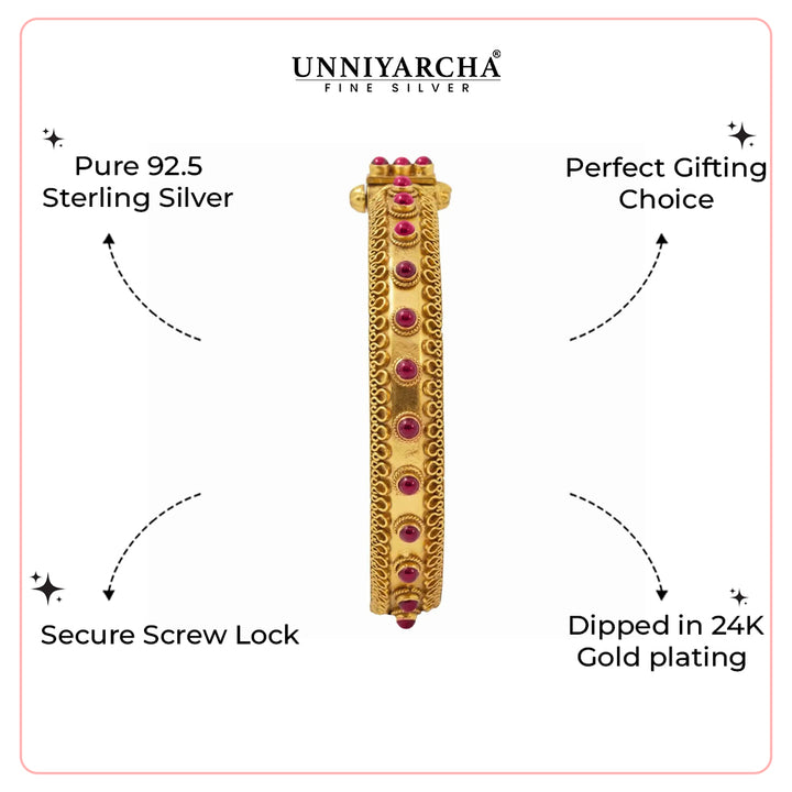 Silver gold plated red bangle