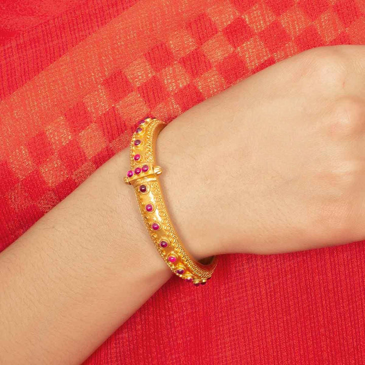 Silver gold plated red bangle